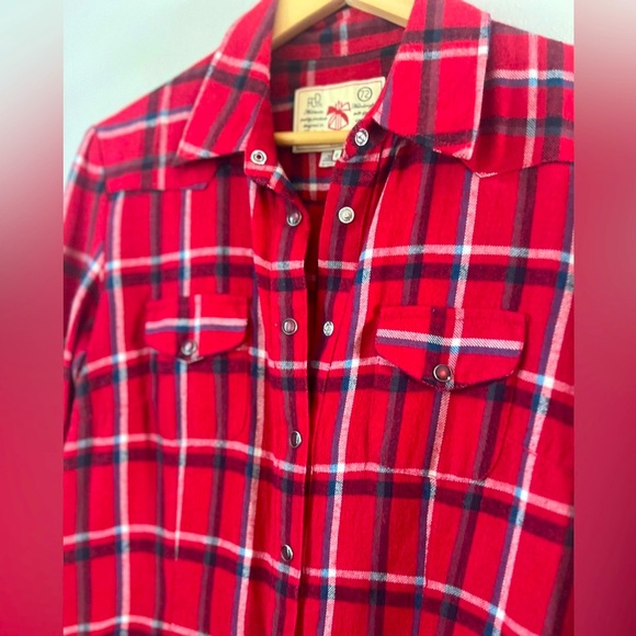 FRENCH CONNECTION Flannel Shirt Dress Button Down | Size 6 Small Cowboy Western - Picture 3 of 5